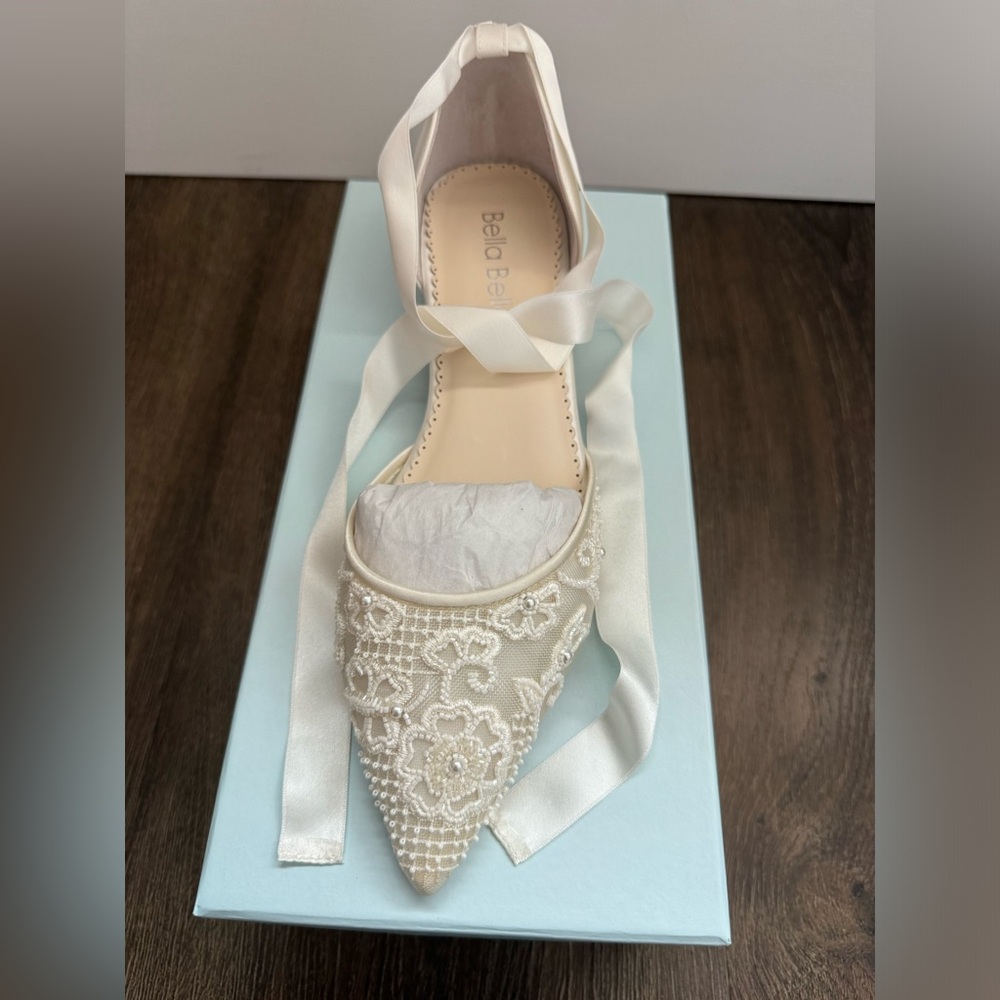 Brand new, never worn Bella Belle wedding flats